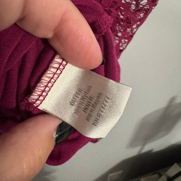 LC Lauren Conrad Reddish Purple Wider Strap Tank Top Women's Size Medium Lacy - Picture 6 of 7